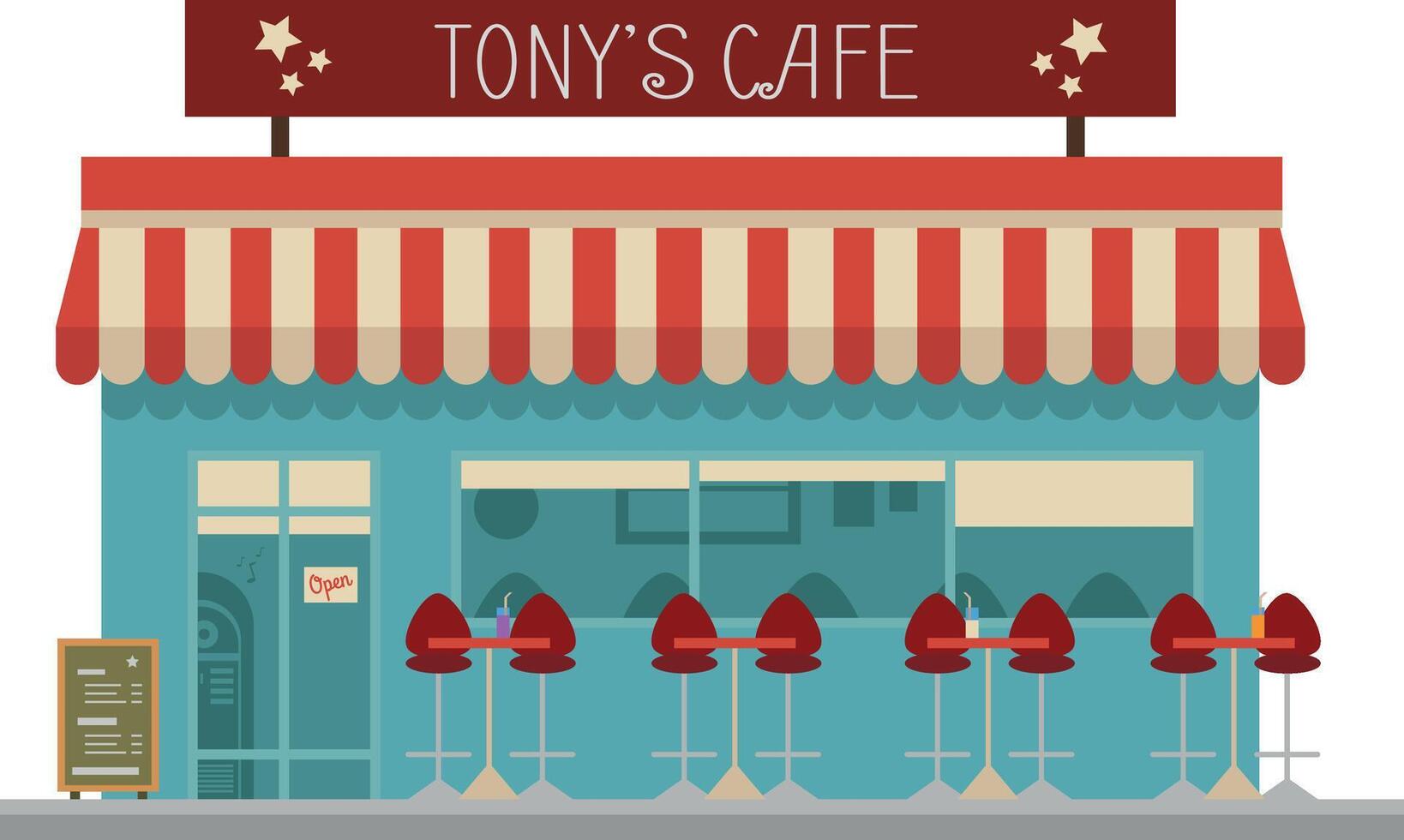 Cute cartoon illustration of a cafe vector