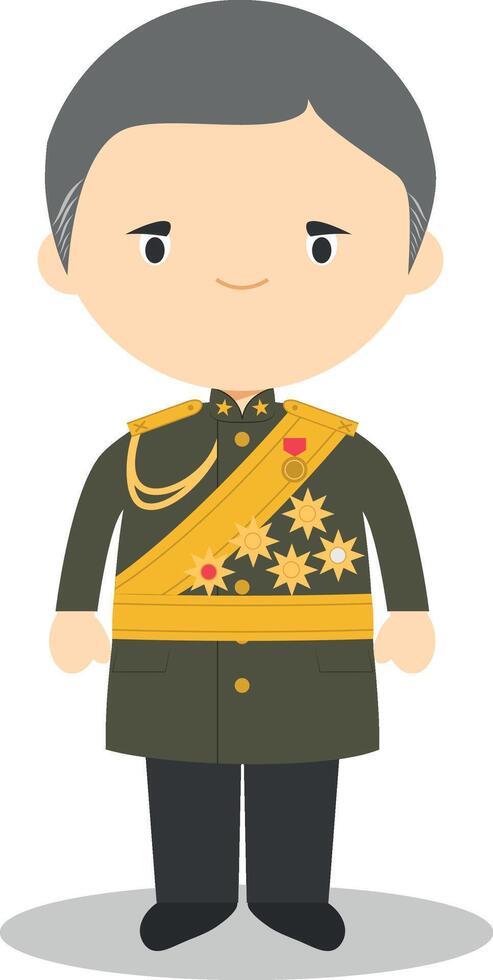 Plaek Phibunsongkhram cartoon character. Illustration. Kids History Collection. vector