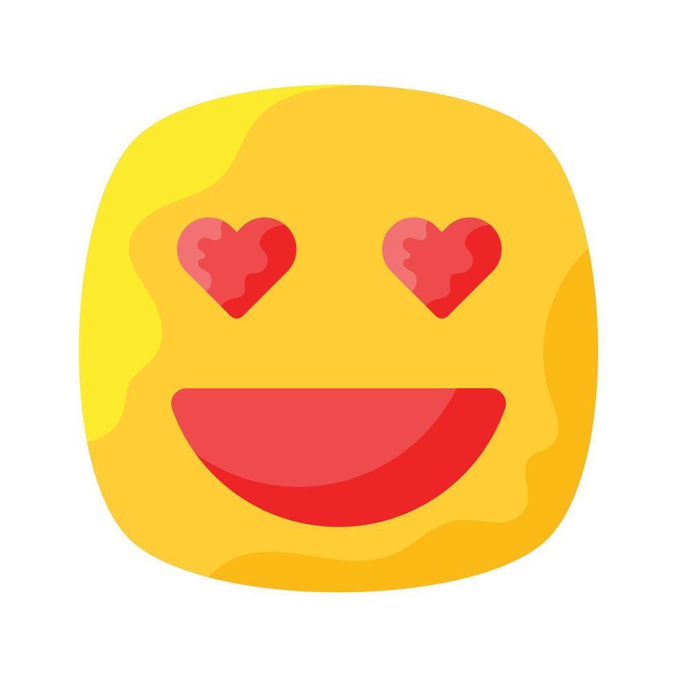 Happy face with heart symbols on eyes, concept icon of in love emoji vector