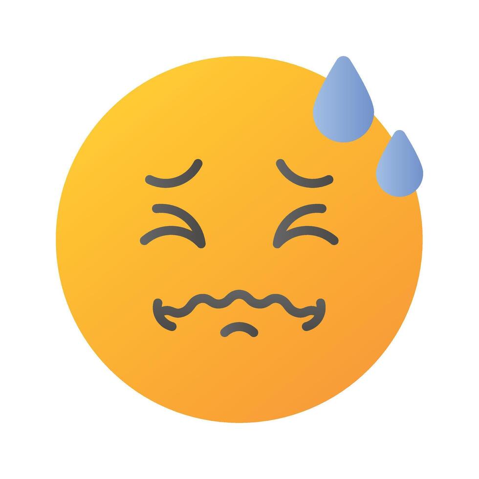 Painful expression, trendy icon of pain emoji, editable vector