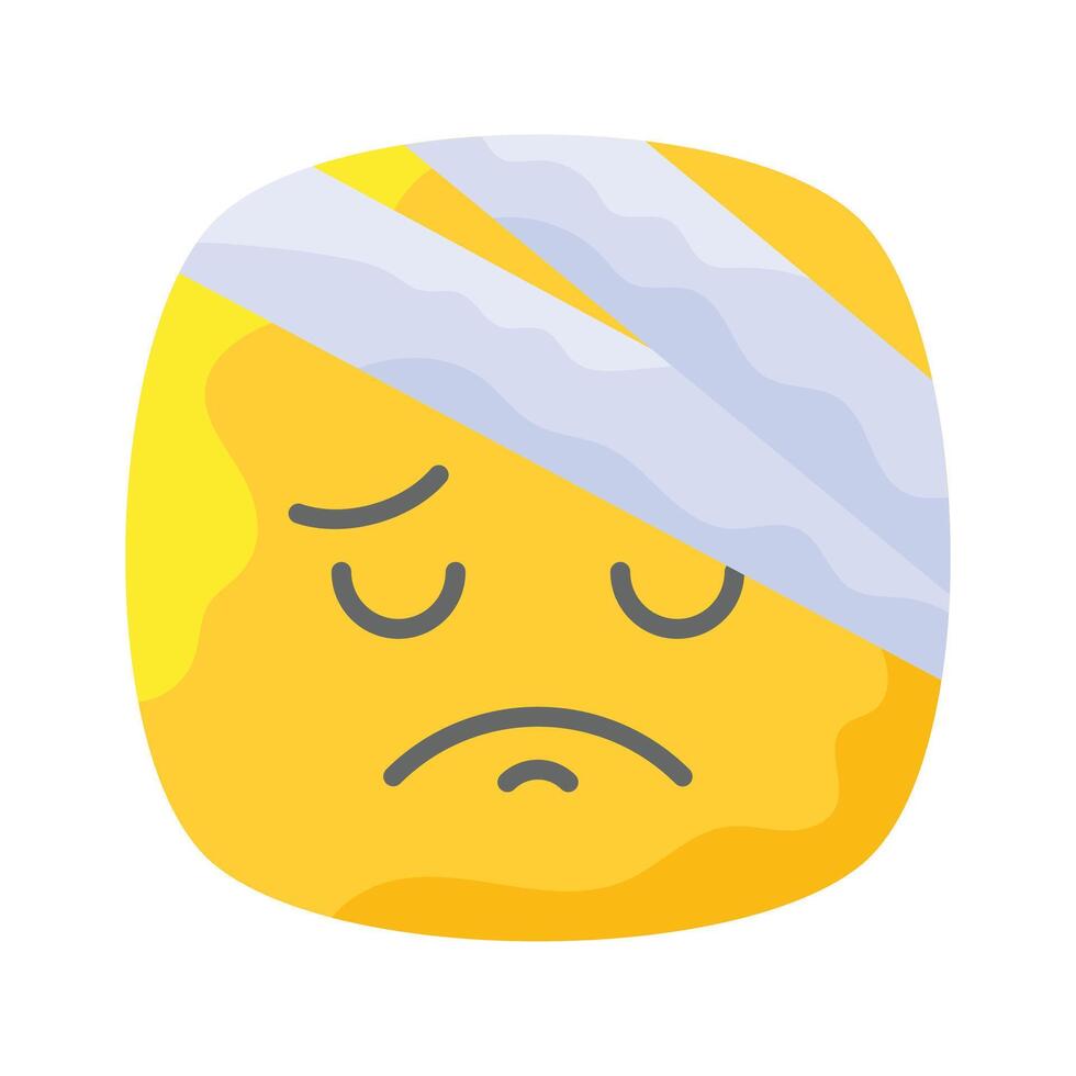 An amazing icon of pain emoji, injured, sad, expressions vector