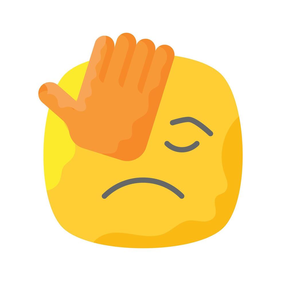 Get this amazing icon of facepalm emoji, sad expressions emoji vector