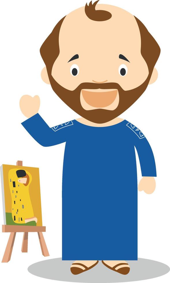 gustavo klimt dibujos animados personaje. ilustración. niños historia recopilación. vector