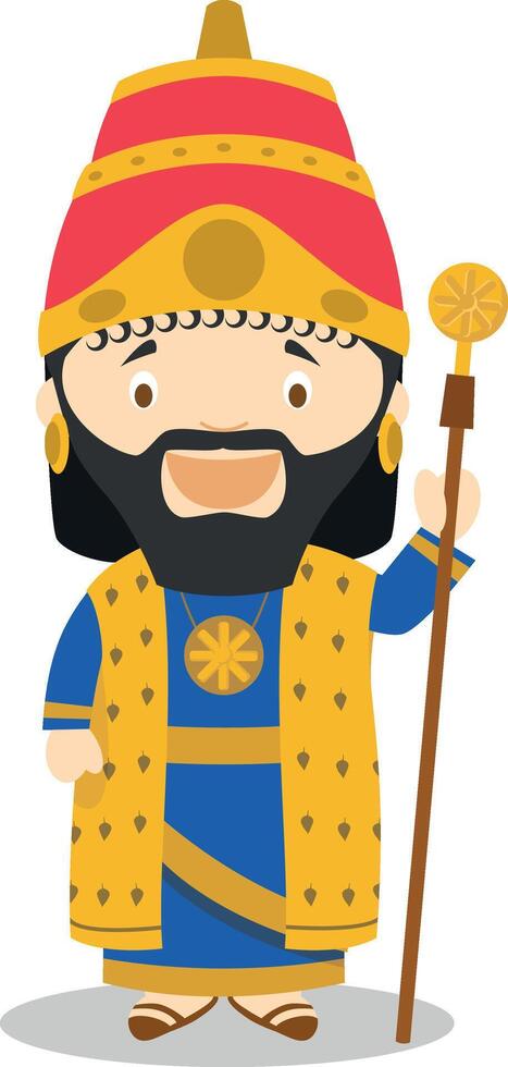Nabucodonosor II cartoon character. Illustration. Kids History Collection. vector