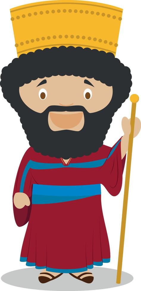 Cyrus II of Persia, called The Great, cartoon character. Illustration. Kids History Collection. vector