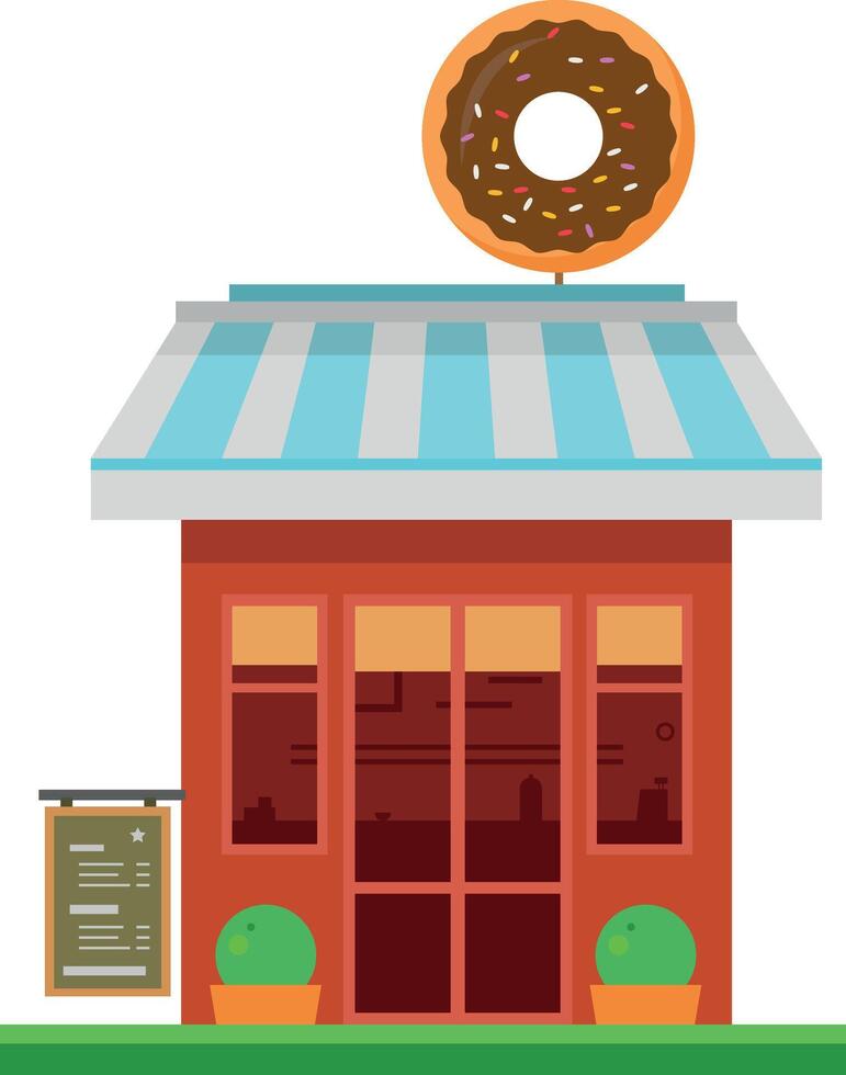 Cute cartoon illustration of a donuts shop vector