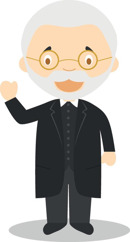 Miguel de Unamuno cartoon character. Illustration. Kids History Collection. vector