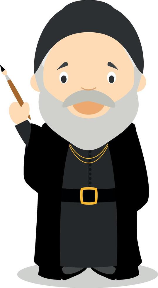 Tiziano Vecellio cartoon character. Illustration. Kids History Collection. vector