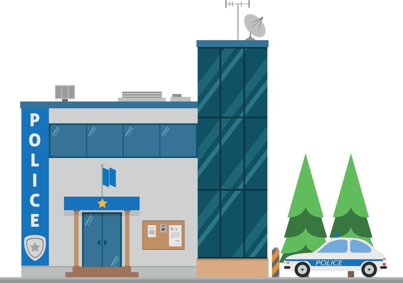 Cute cartoon illustration of a police station vector