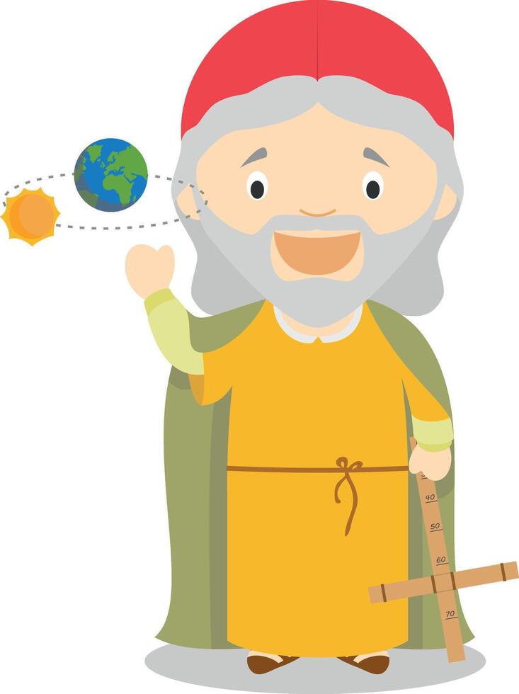 Claudius Ptolemy cartoon character. Illustration. Kids History Collection. vector