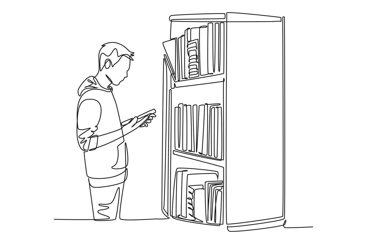 Continuous one line drawing library concept. Doodle illustration. vector