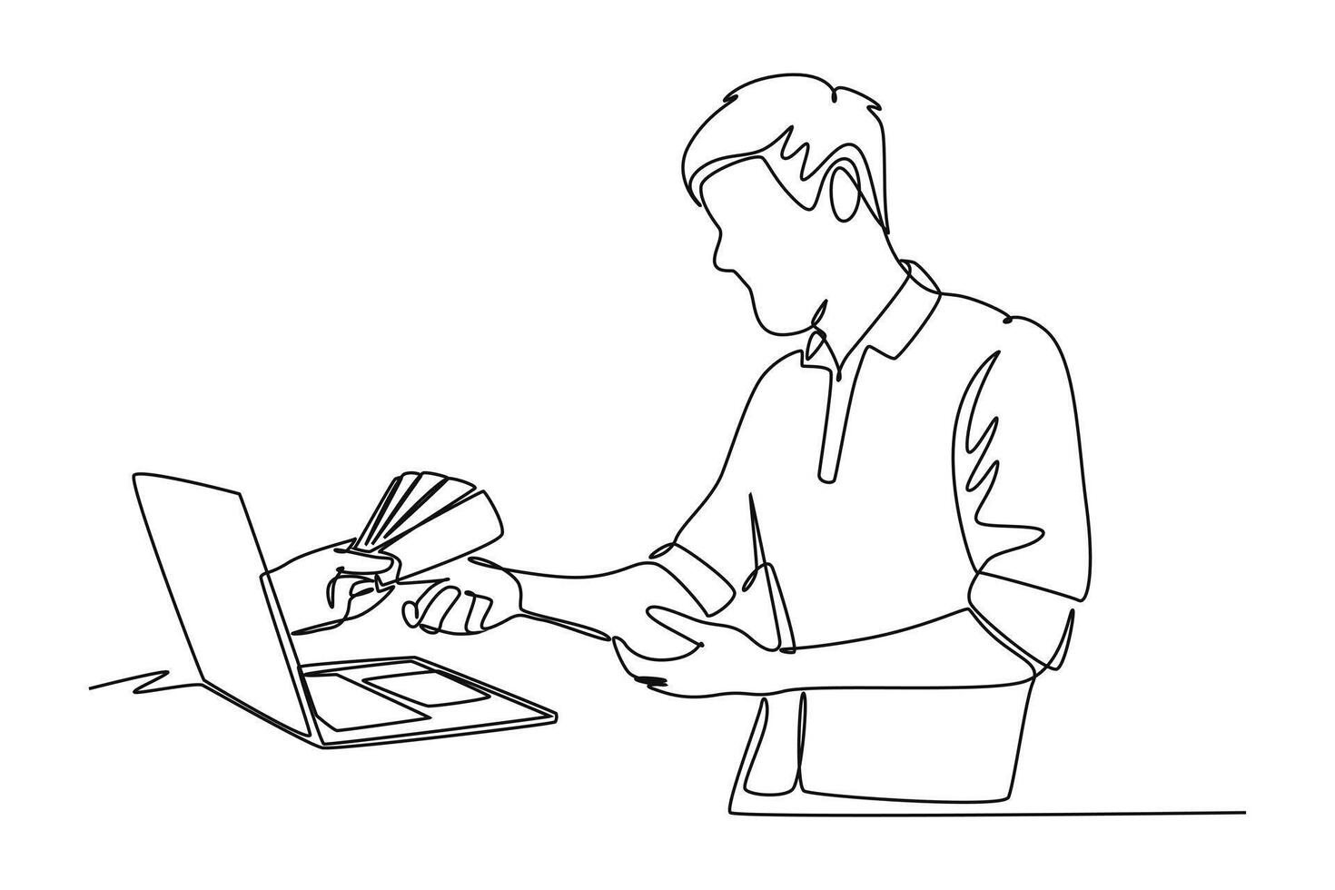 One continuous line drawing of Salary payroll system or employee wages concept. Doodle illustration in simple linear style vector