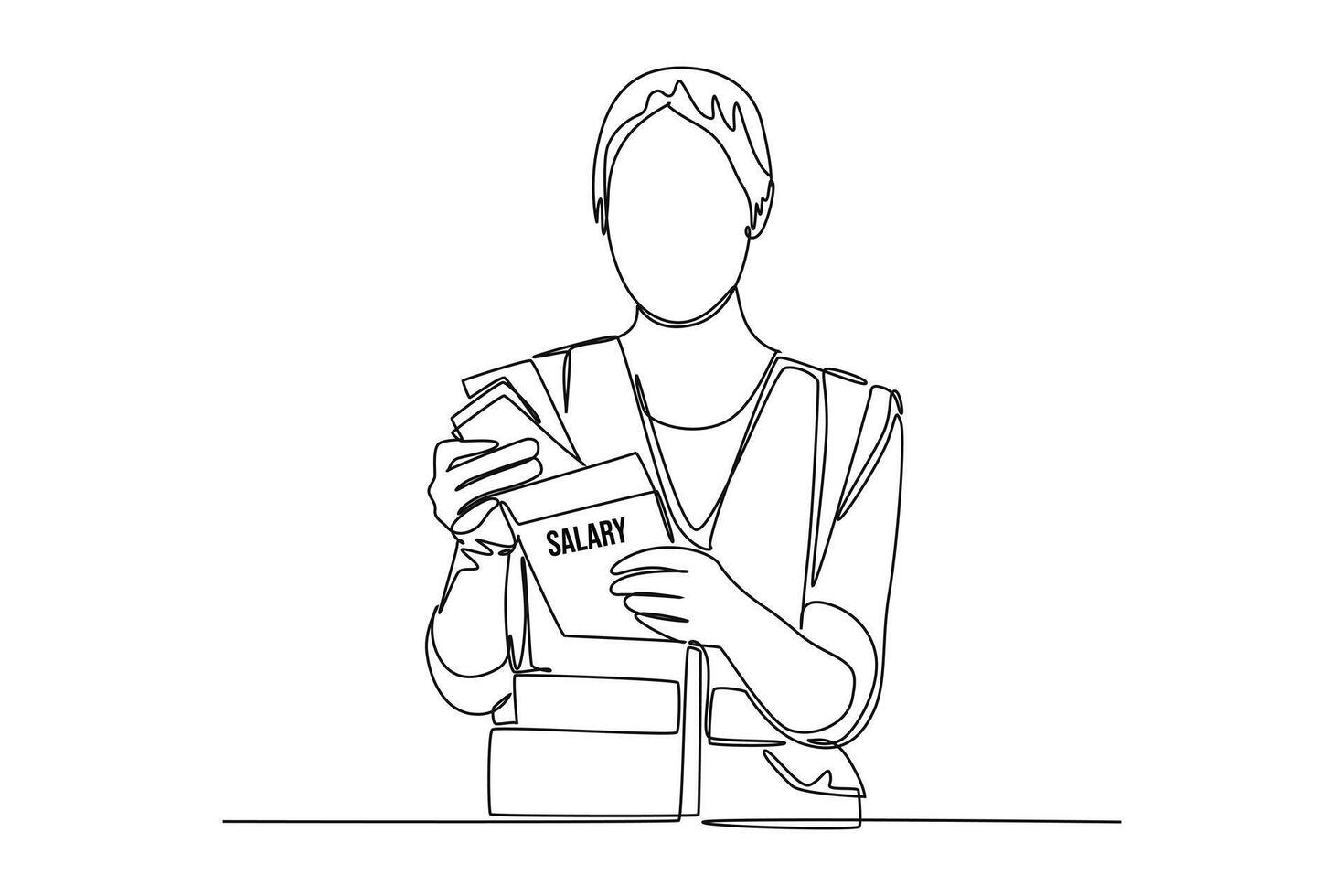 One continuous line drawing of Salary payroll system or employee wages concept. Doodle illustration in simple linear style vector