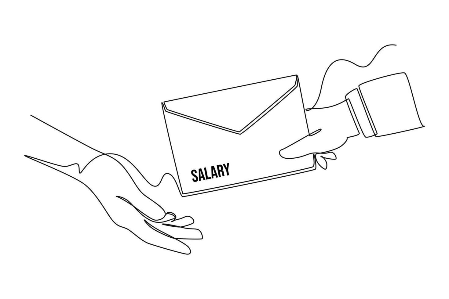 One continuous line drawing of Salary payroll system or employee wages concept. Doodle illustration in simple linear style vector