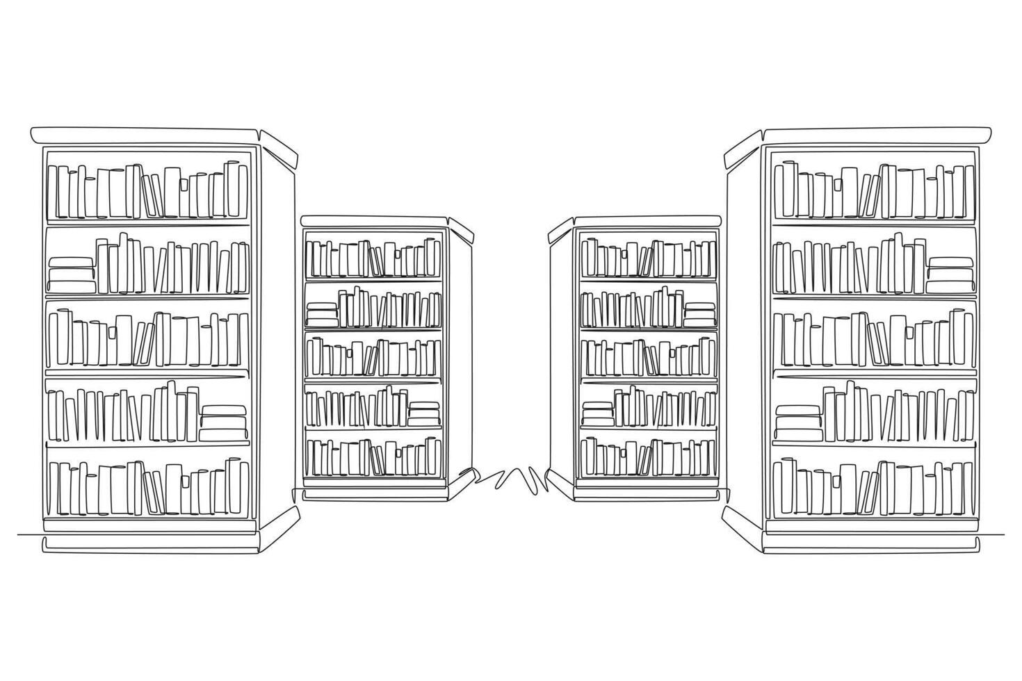 Continuous one line drawing library concept. Doodle illustration. vector