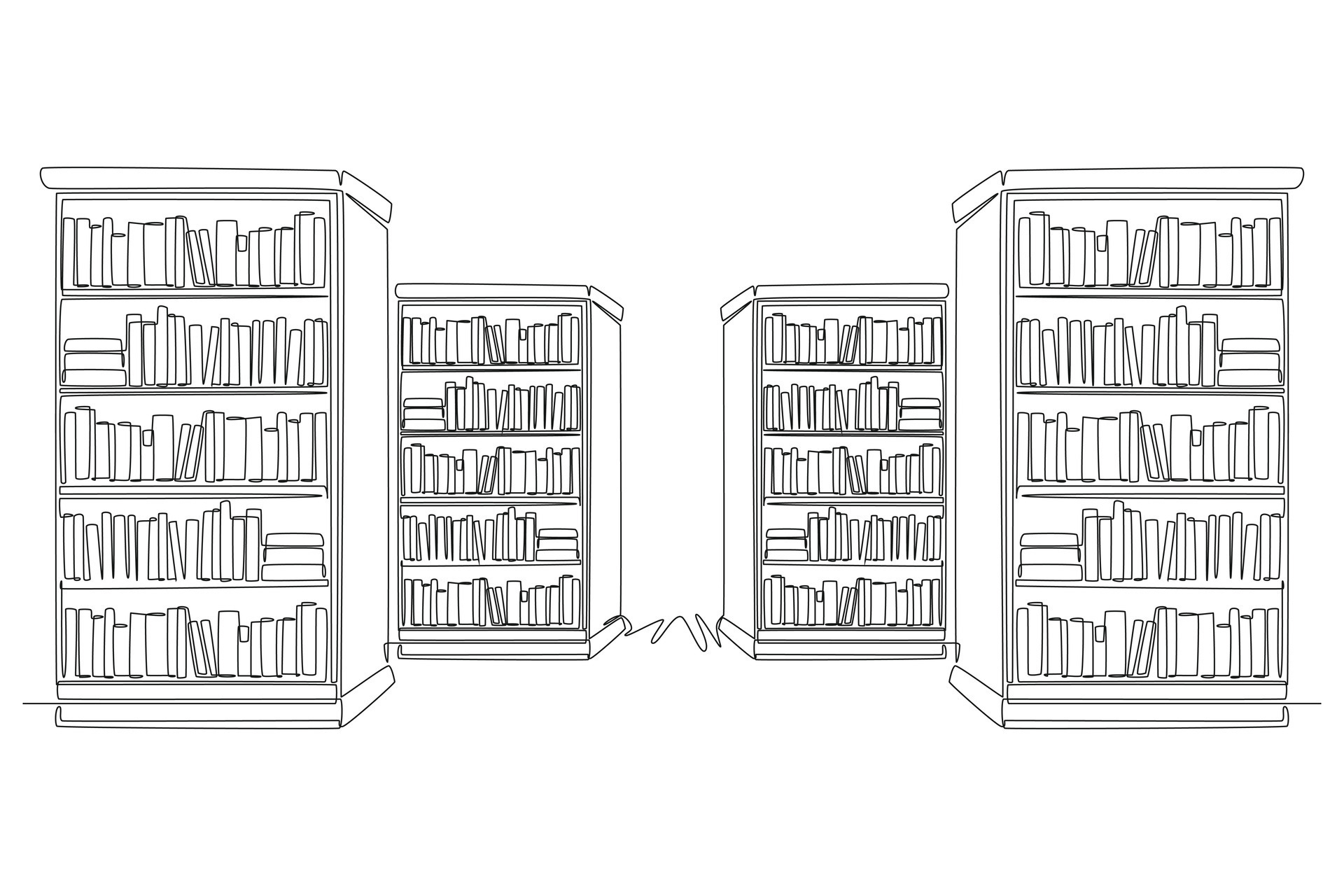 Continuous one line drawing library concept. Doodle illustration ...