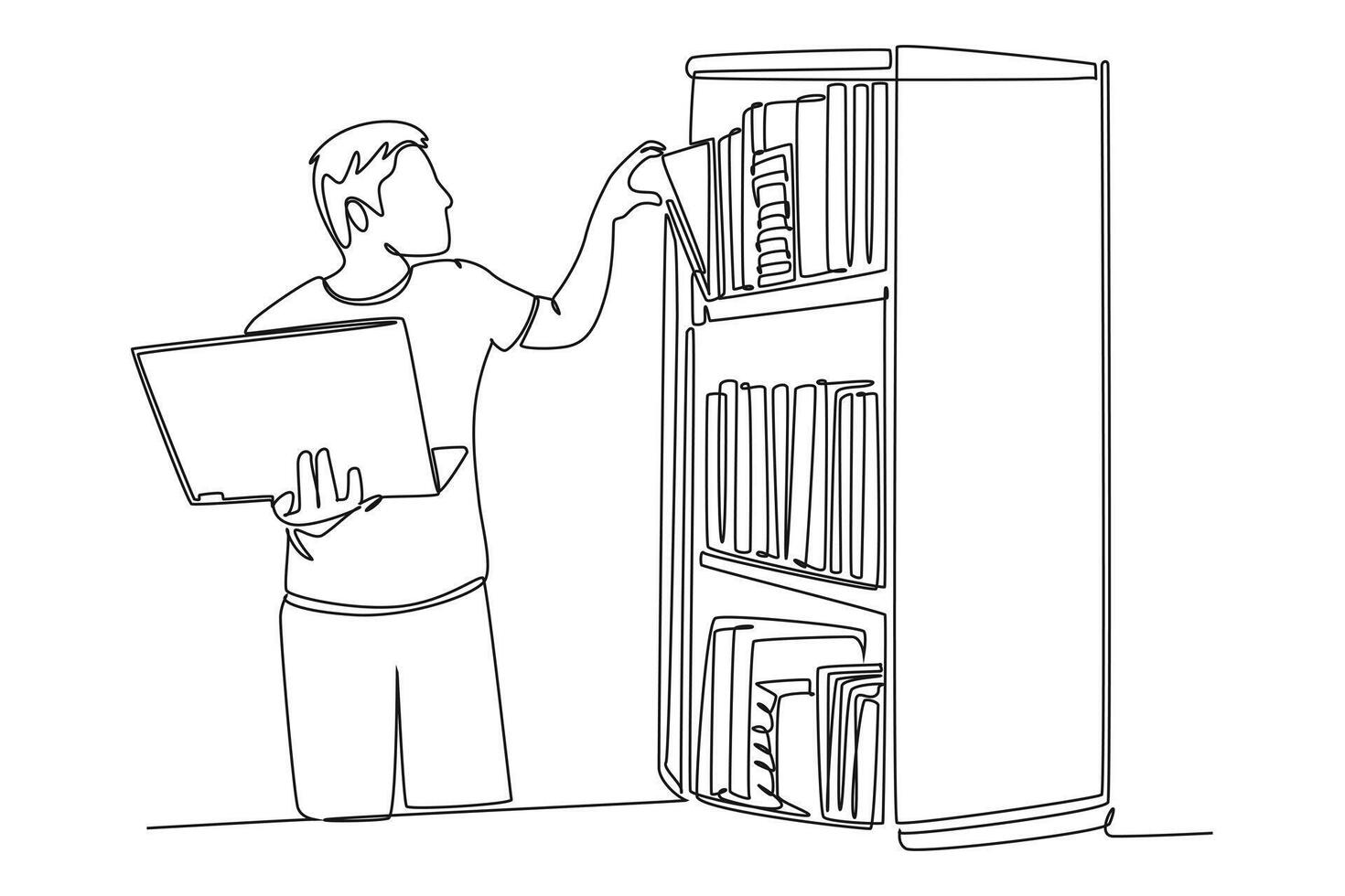 Continuous one line drawing library concept. Doodle illustration. vector