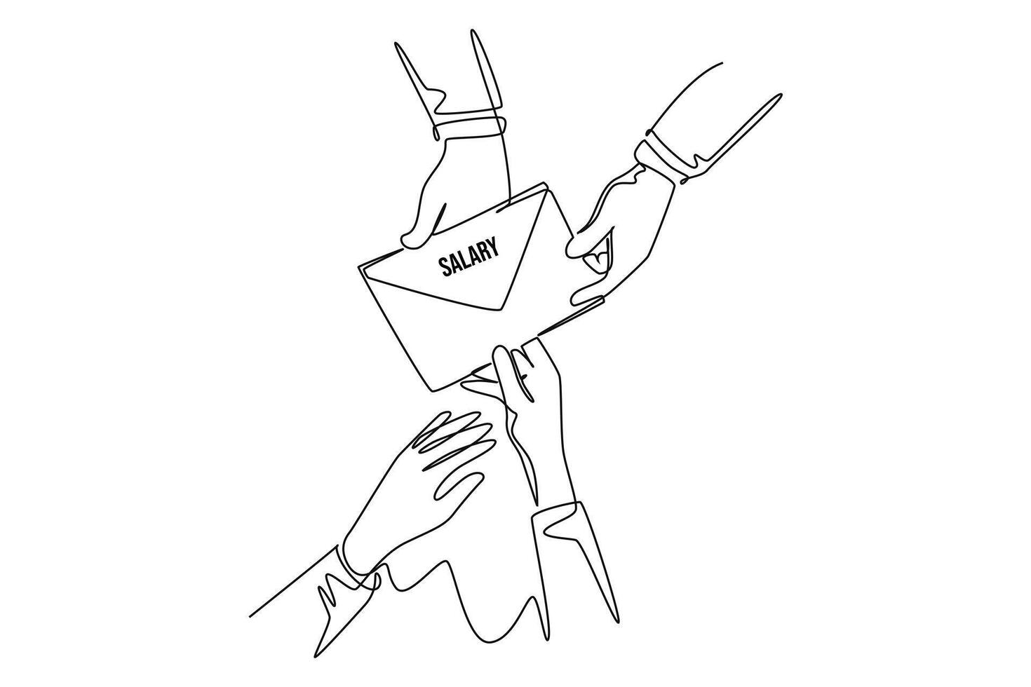 One continuous line drawing of Salary payroll system or employee wages concept. Doodle illustration in simple linear style vector