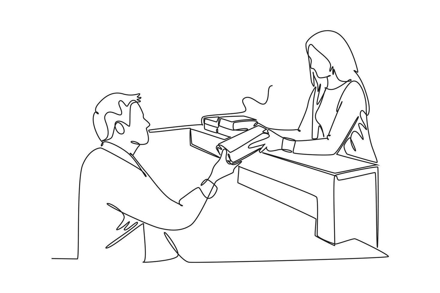 Continuous one line drawing library concept. Doodle illustration. vector