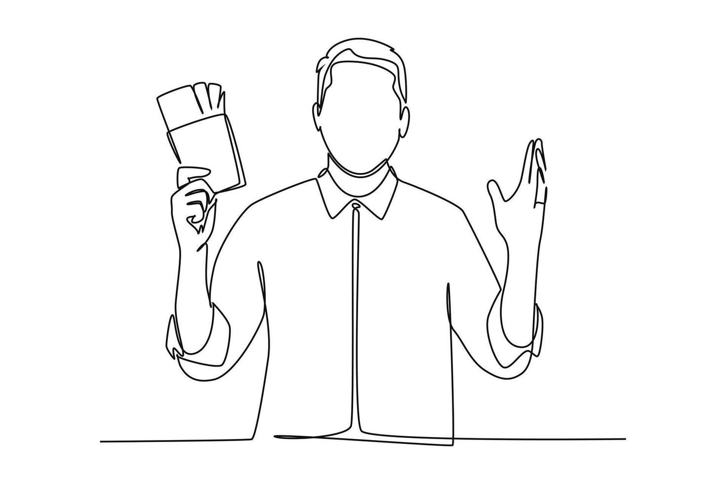 One continuous line drawing of Salary payroll system or employee wages concept. Doodle illustration in simple linear style vector