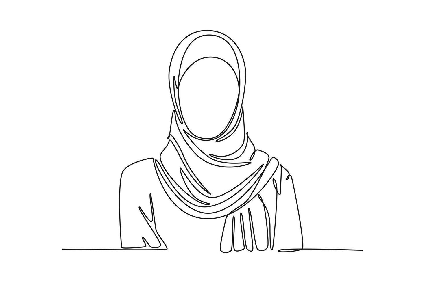 Continuous one line drawing stylish and trendy hijab woman concept. Doodle illustration. vector