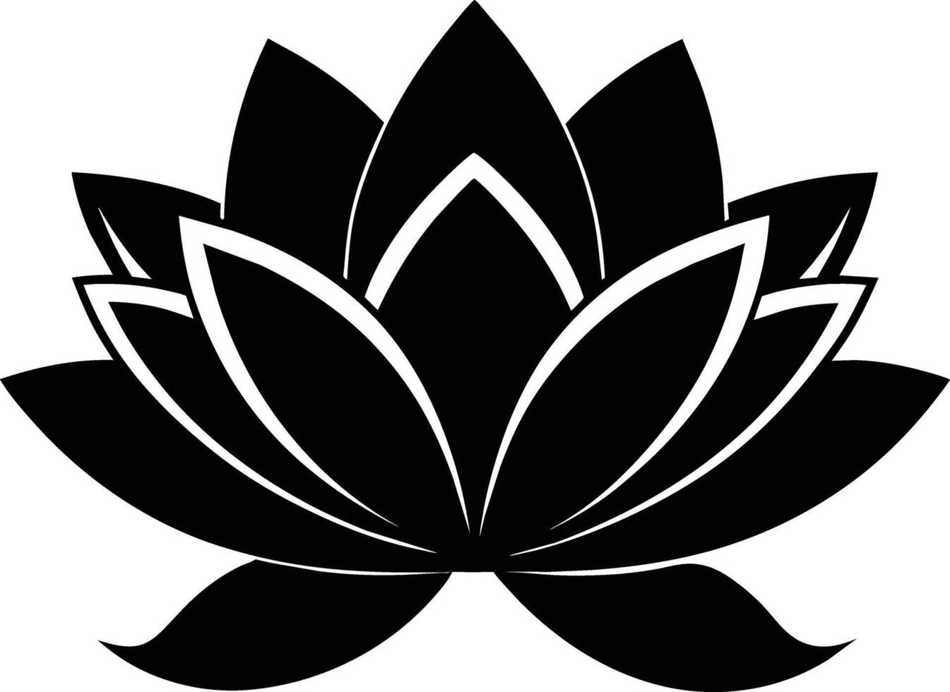 A black silhouette drawing of a lotus flower vector