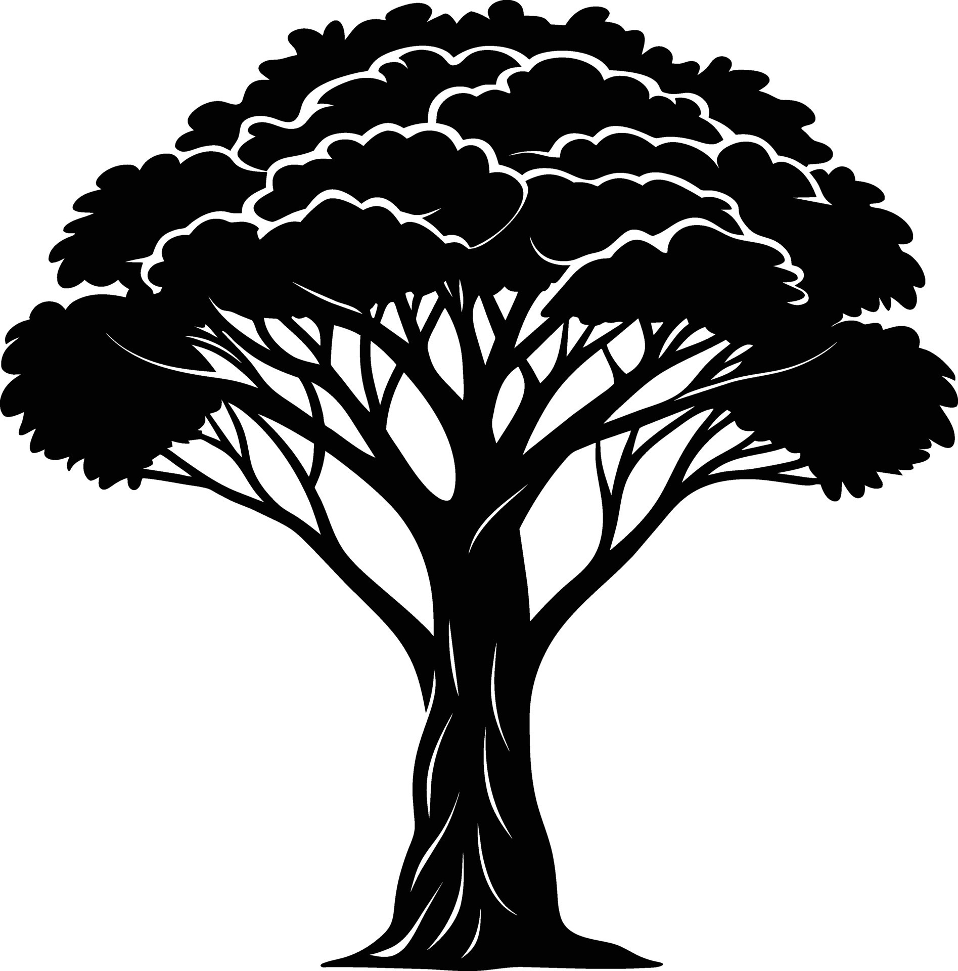 A black silhouette of a African tree 43858581 Vector Art at Vecteezy