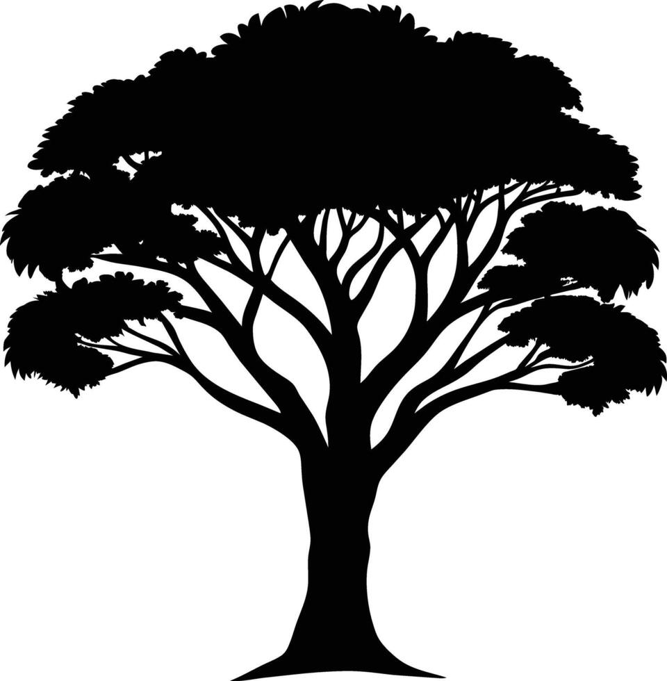 un negro silueta de un africano árbol vector