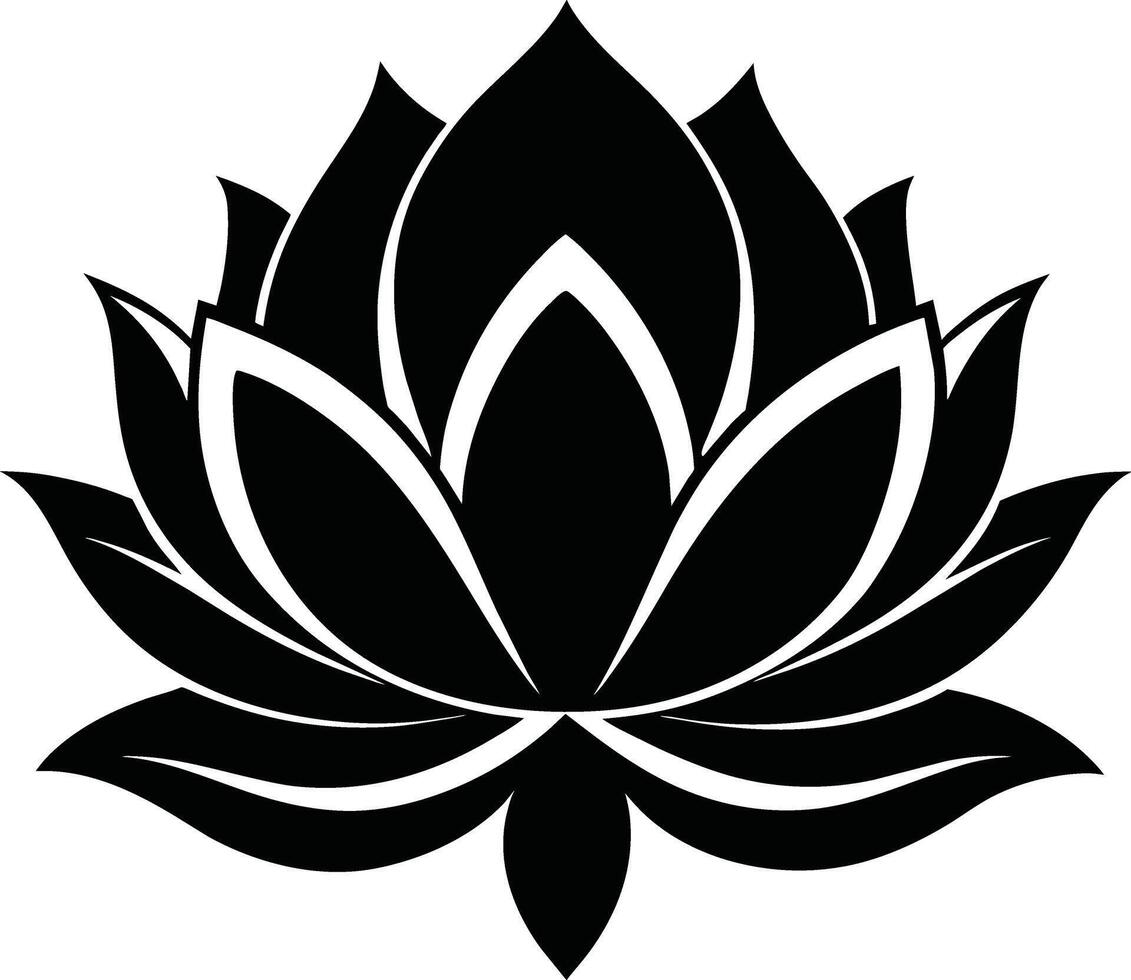 A black silhouette drawing of a lotus flower vector