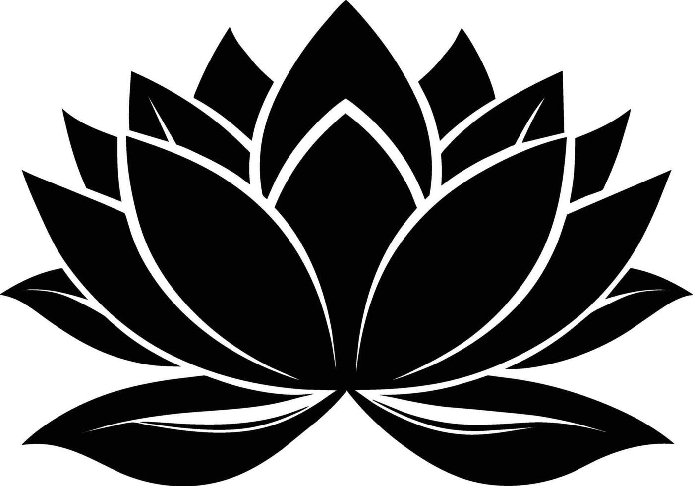 A black silhouette drawing of a lotus flower vector