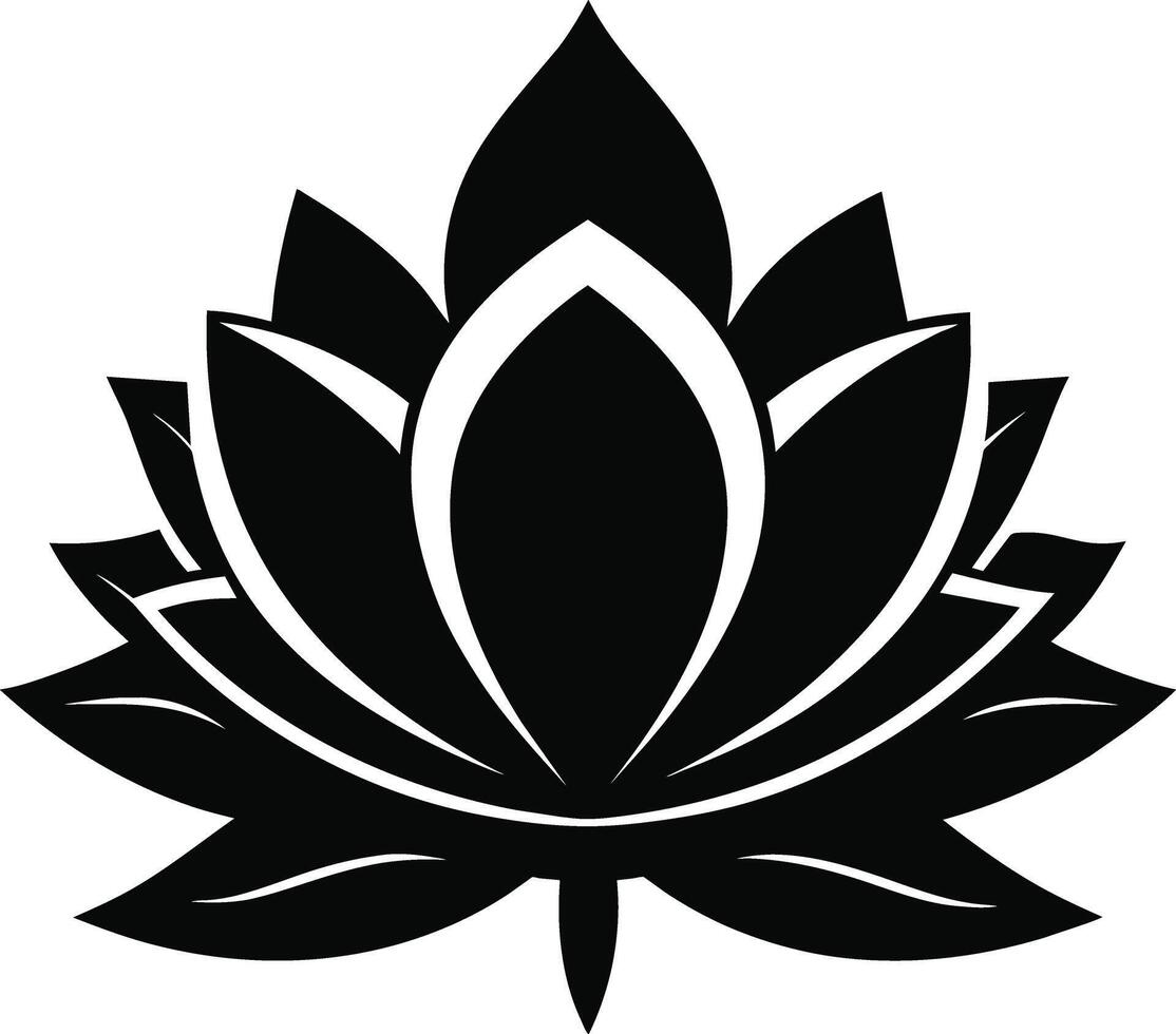 A black silhouette drawing of a lotus flower vector