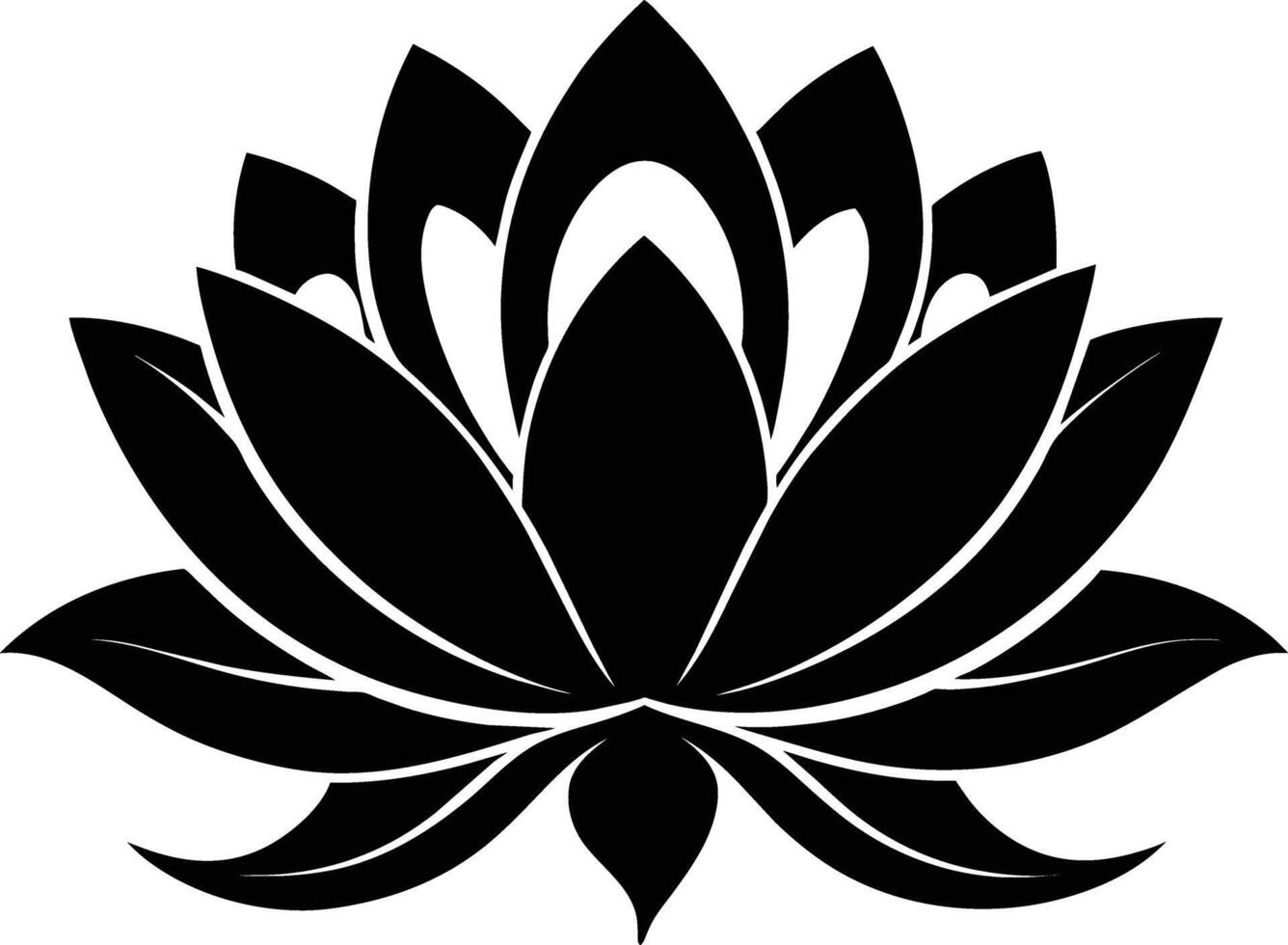 A black silhouette drawing of a lotus flower vector