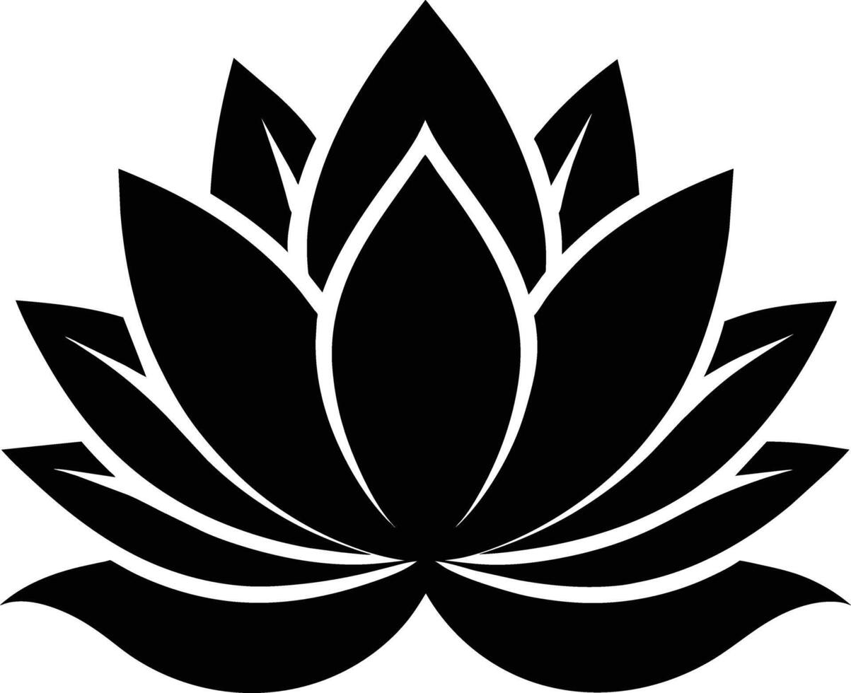 A black silhouette drawing of a lotus flower vector