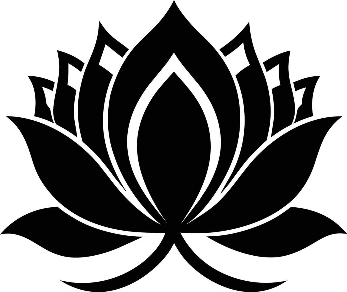 A black silhouette drawing of a lotus flower vector