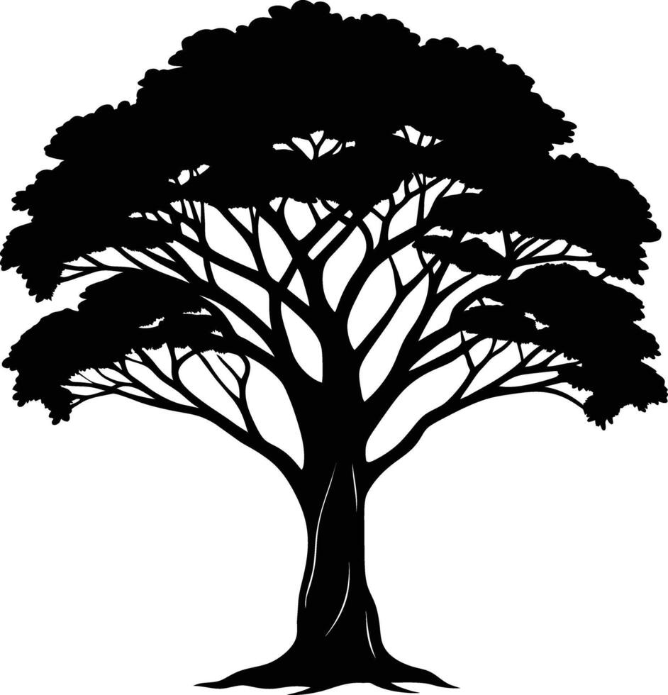 un negro silueta de un africano árbol vector