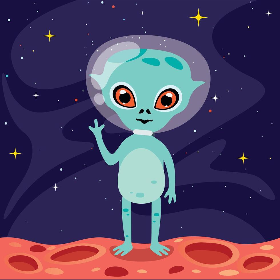 Cartoon Illustration Of An Alien vector