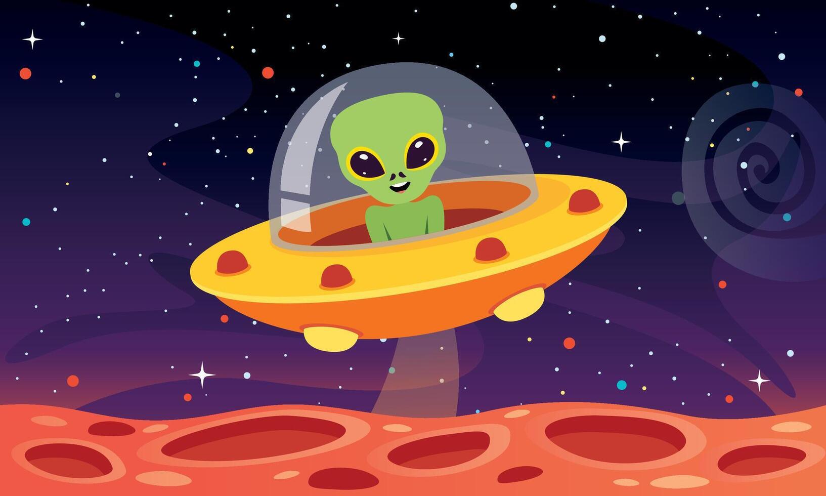 Cartoon Illustration Of An Alien vector