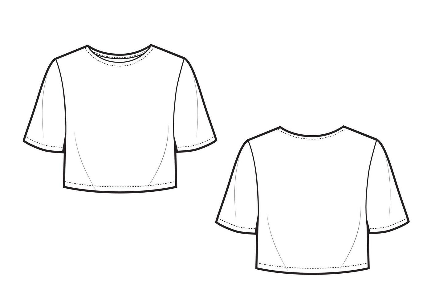 crop basic t shirt. Mock up template vector