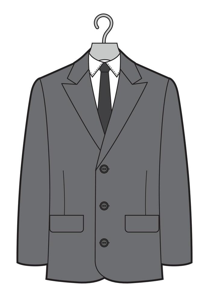 Man classical suit on plastic hanger illustration. vector