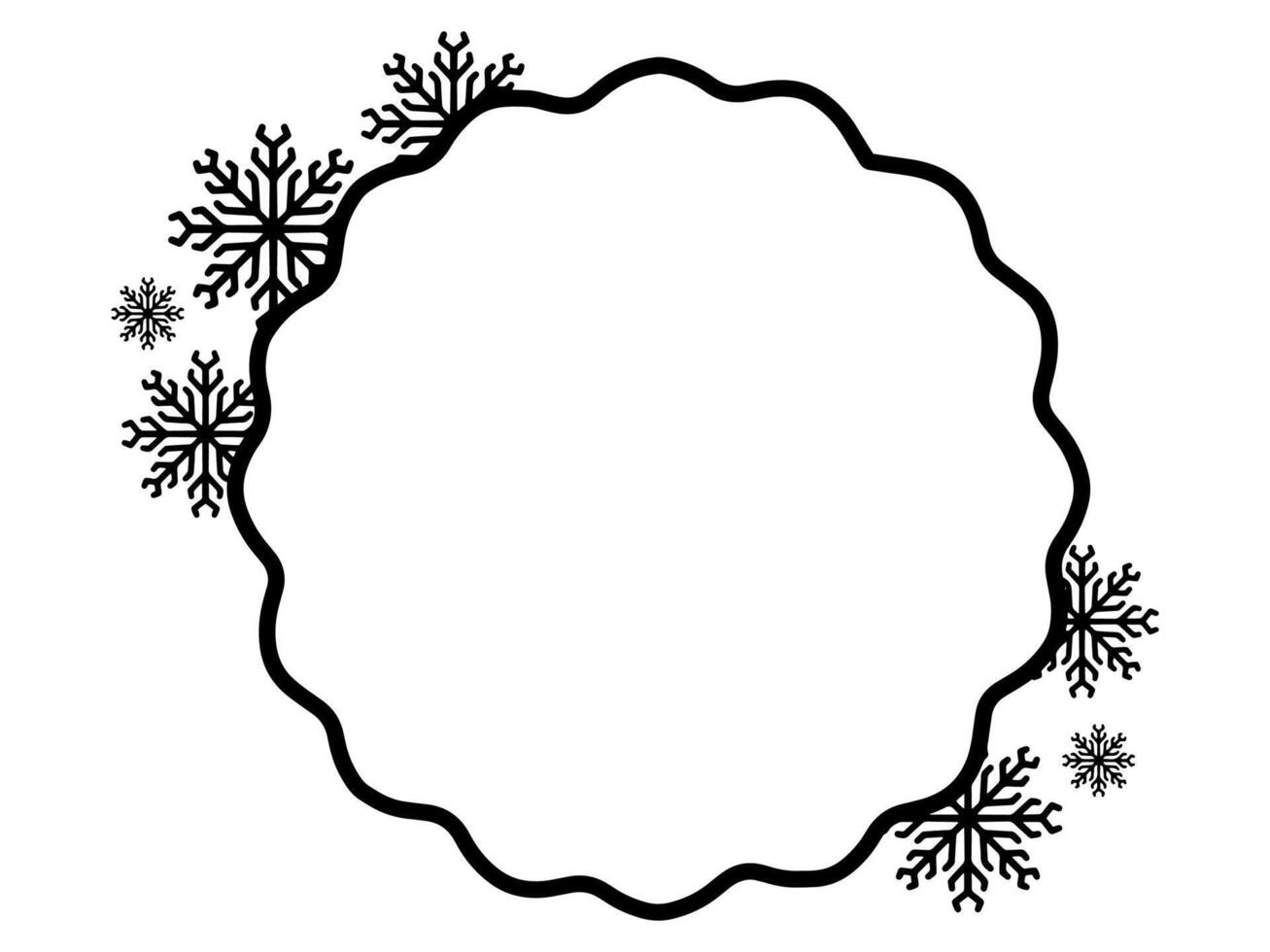 Christmas Snowflake Frame Line Art vector