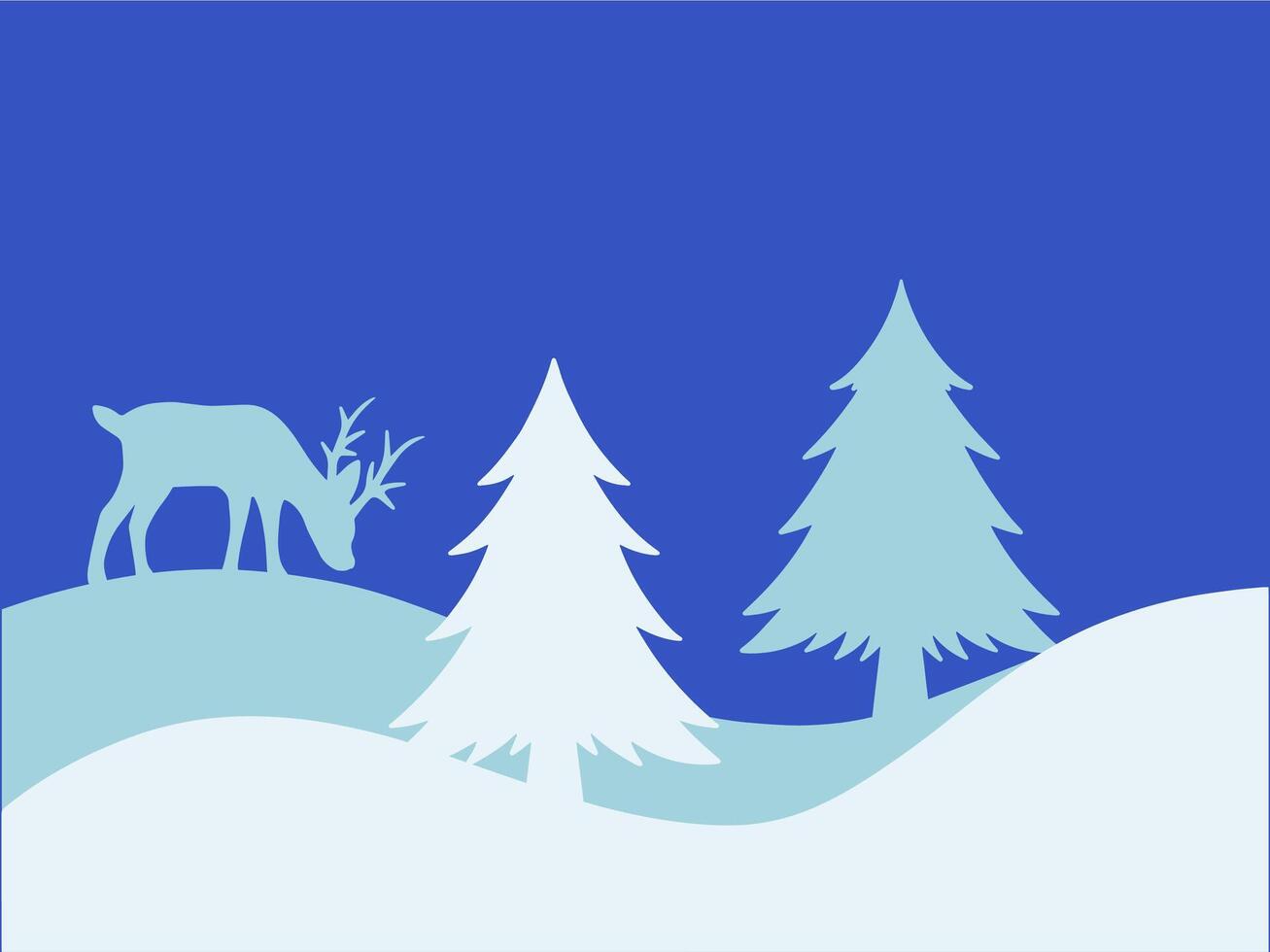 Christmas Background Tree and Deer Illustration vector