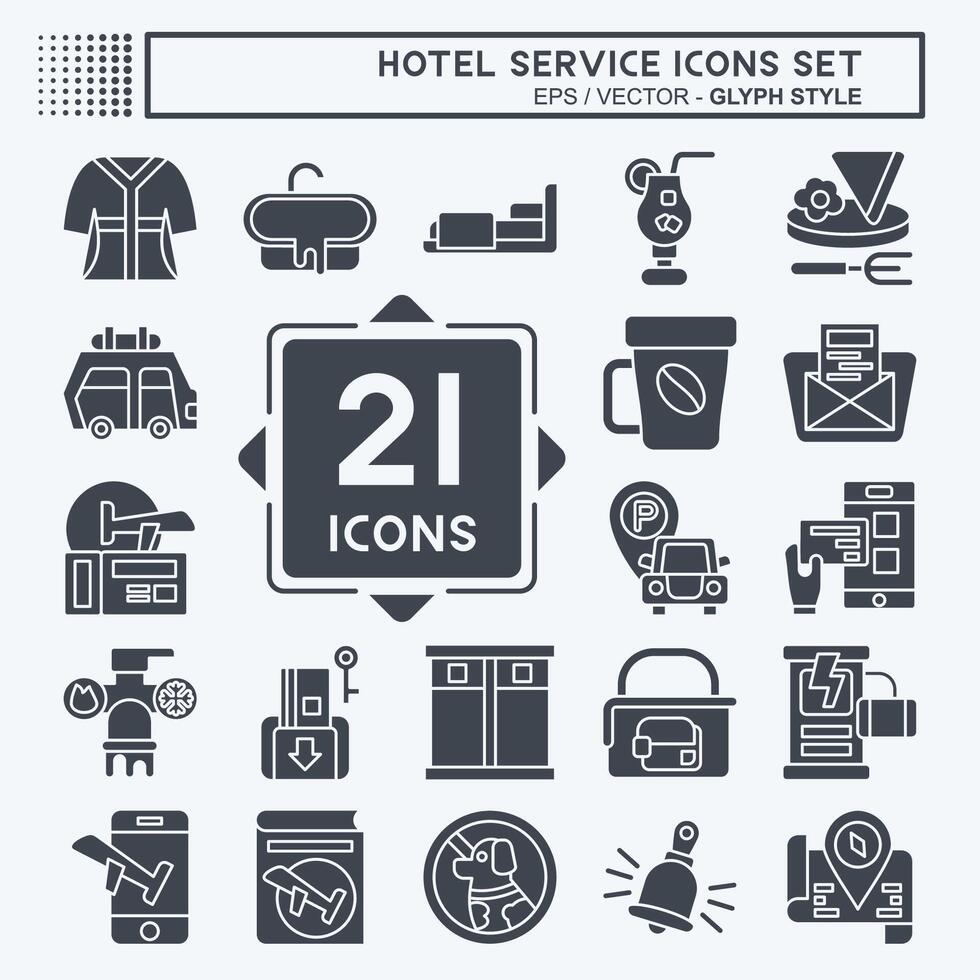 icono conjunto hotel servicio. relacionado a fiesta símbolo. glifo estilo. sencillo diseño ilustración vector