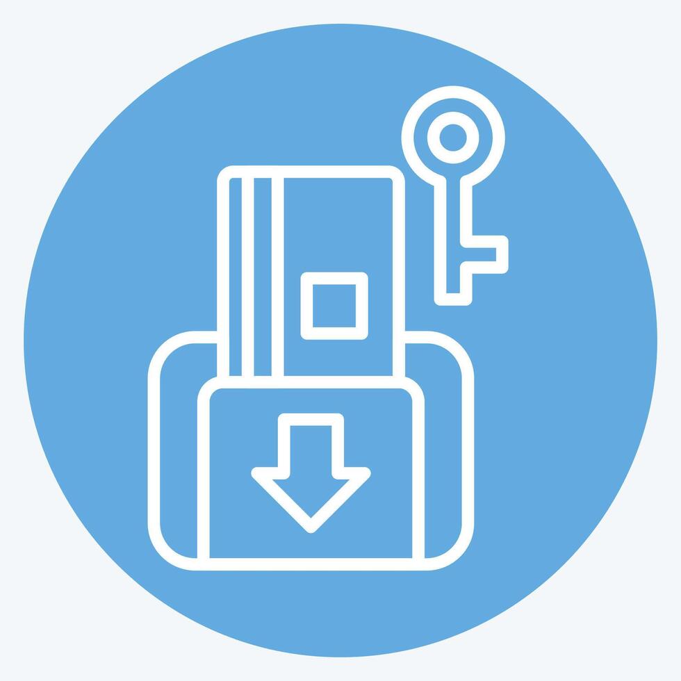 Icon Key Card. related to Hotel Service symbol. blue eyes style. simple design illustration vector
