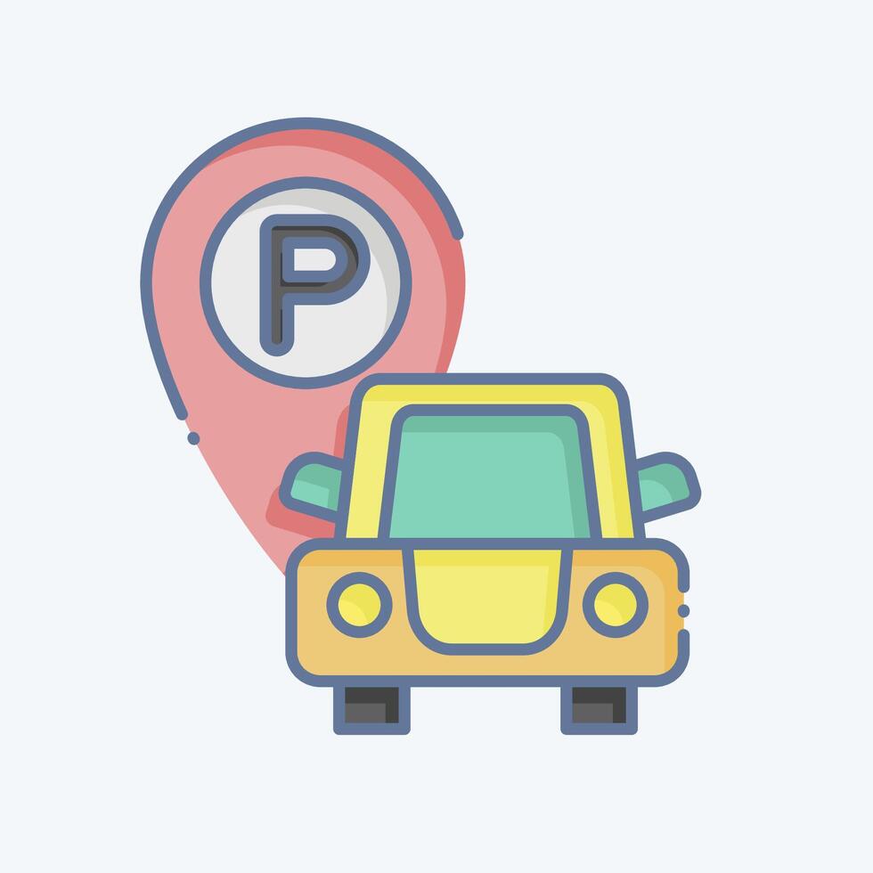 Icon Free Parking. related to Hotel Service symbol. doodle style. simple design illustration vector