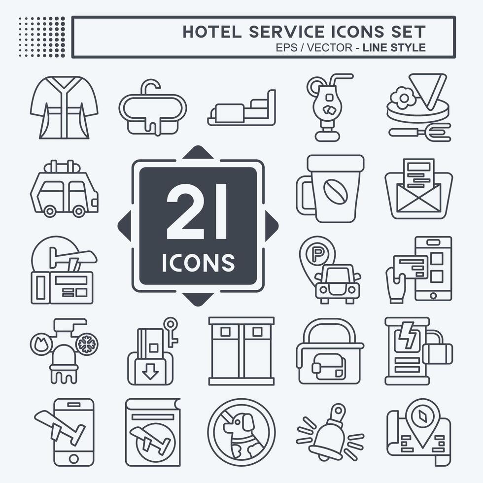 Icon Set Hotel Service. related to Holiday symbol. line style. simple design illustration vector
