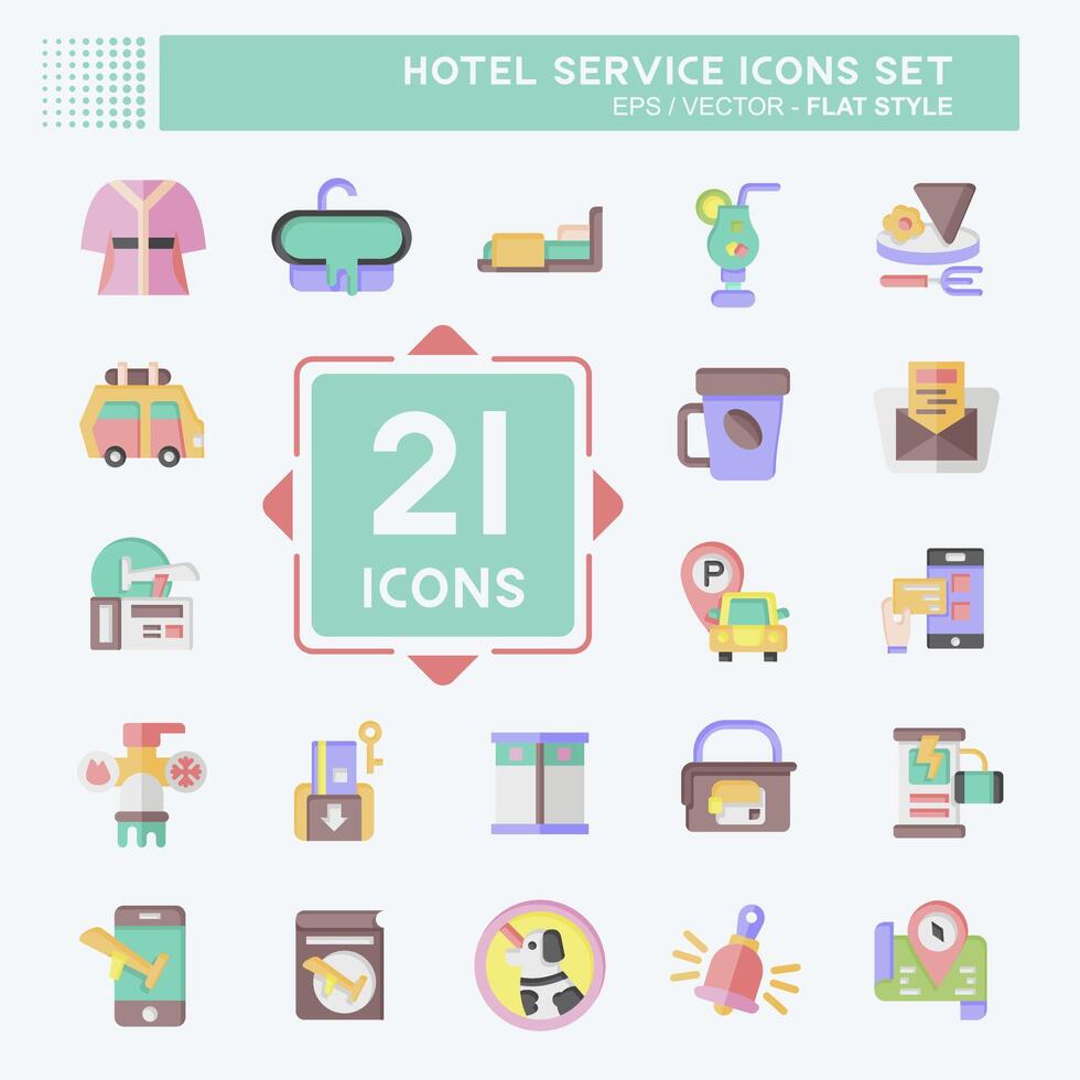 Icon Set Hotel Service. related to Holiday symbol. flat style. simple design illustration vector