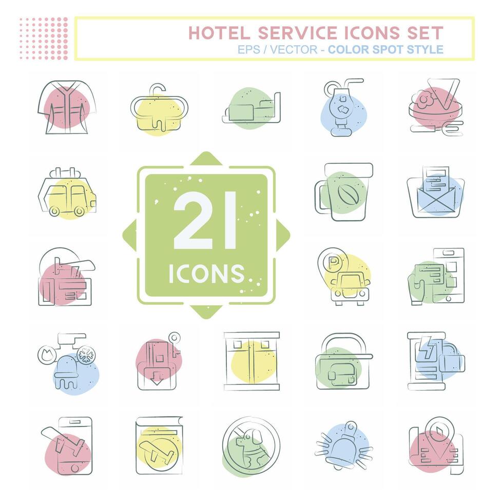 Icon Set Hotel Service. related to Holiday symbol. Color Spot Style. simple design illustration vector