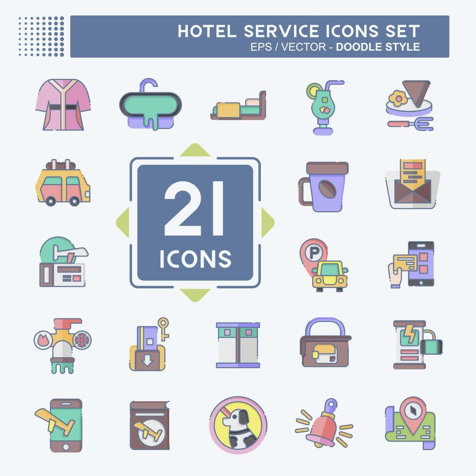 Icon Set Hotel Service. related to Holiday symbol. doodle style. simple design illustration vector