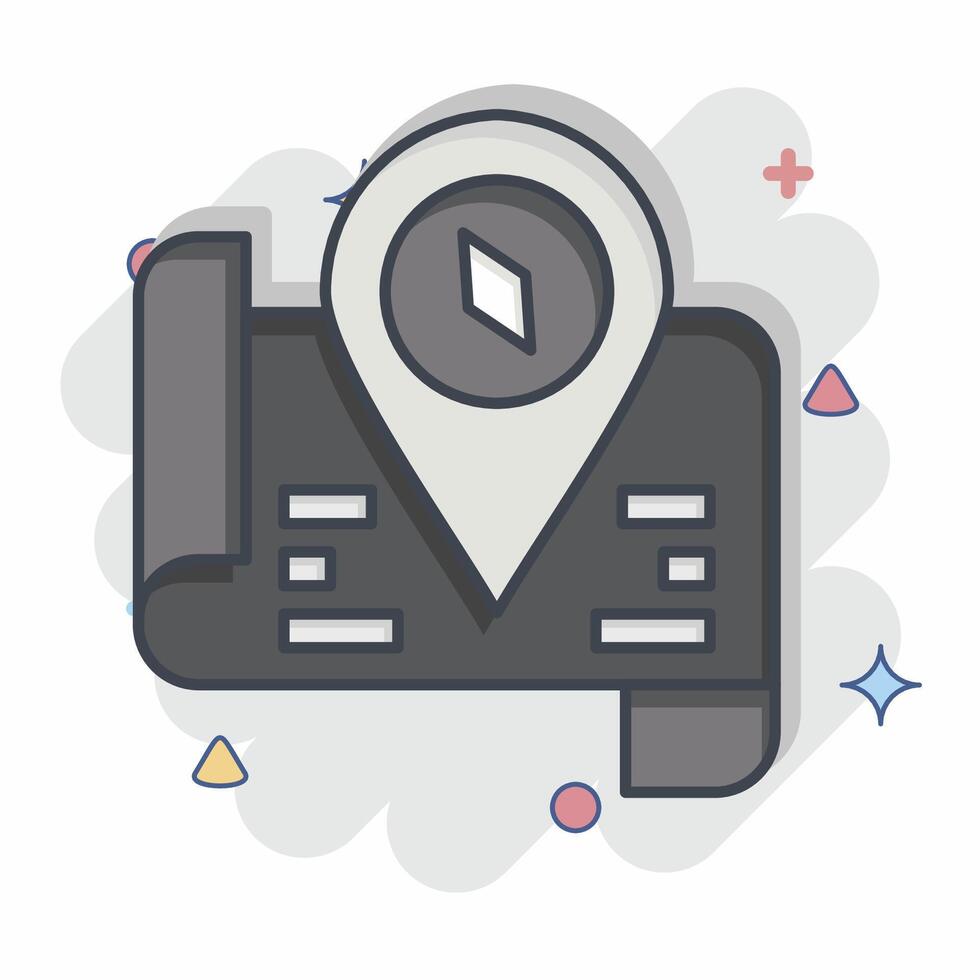 Icon Tourist Map. related to Hotel Service symbol. comic style. simple design illustration vector