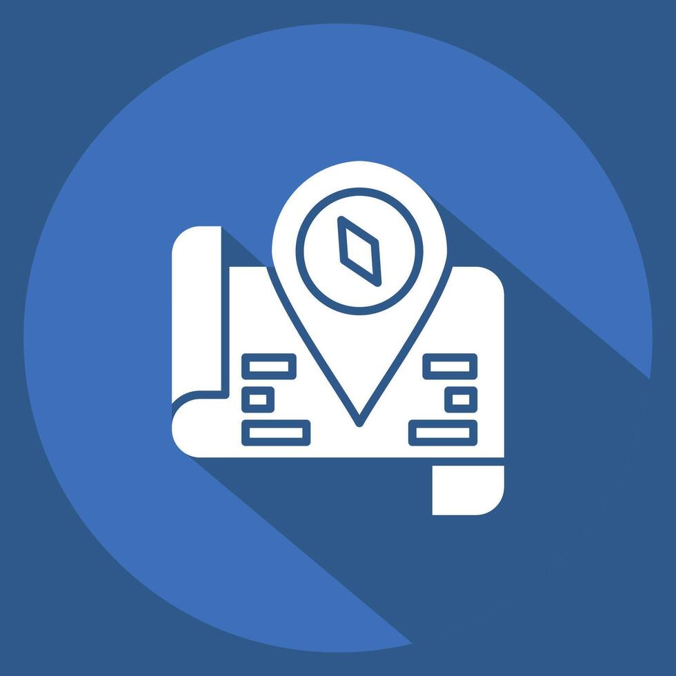 Icon Tourist Map. related to Hotel Service symbol. long shadow style. simple design illustration vector